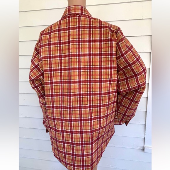 Plaid Shacket Lightweight Barn Chore Jacket Lined Flannel Shirt L Sport King - Picture 4 of 4